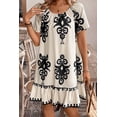 thumbnail image 3 of Women's Apricot Western Print Ruffled Short Sleeve Loose Dress - [ZhiHiMeRi] | (US 20-22)2XL, 3 of 12