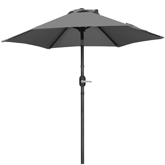Renwick 7.5Ft Outdoor Patio Umbrella with Push Button Tilt and Crank, Gray