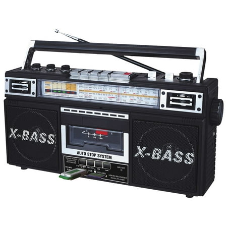 QFX AM/FM/SW1-SW2 4 Band Radio and Cassette to MP3 Converter, and Recorder with USB/SD/MP3