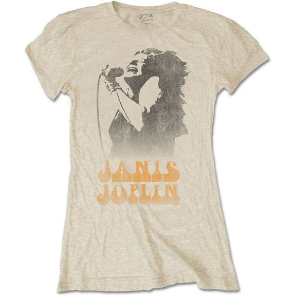 Janis Joplin Ladies T-Shirt: Working The Mic (Large)