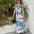 thumbnail image 6 of Dragonfly Print Womens Night Club Maxi Dress V Neck Sleeveless Bohemia Long Dresses, 6 of 9