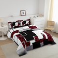 thumbnail image 3 of Cheetah Print Comforter Set Full Size Geometric Leopard Print Bedding Set Teen,Red Black Grey Abstract Grids Down Comforter Wildlife Animal Skin Quilt Duvet Room Decor, 3 of 6