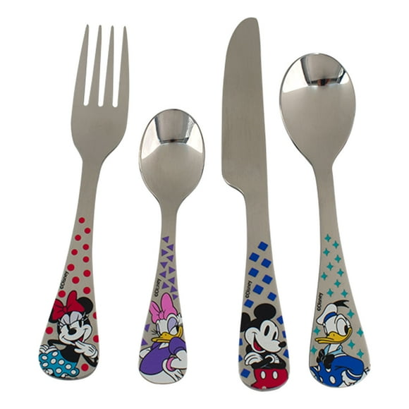 Set Cubiertos Infantiles para Niños, Mickey & Friends, Acero Inoxidable, 4 piezas