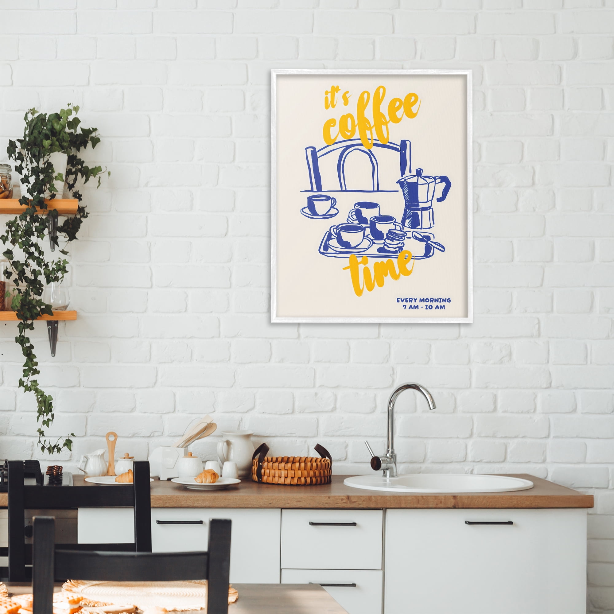 Stupell Industries It's Coffee Time Breakfast Ritual White Framed Giclee Art, design by The Prints Vibe