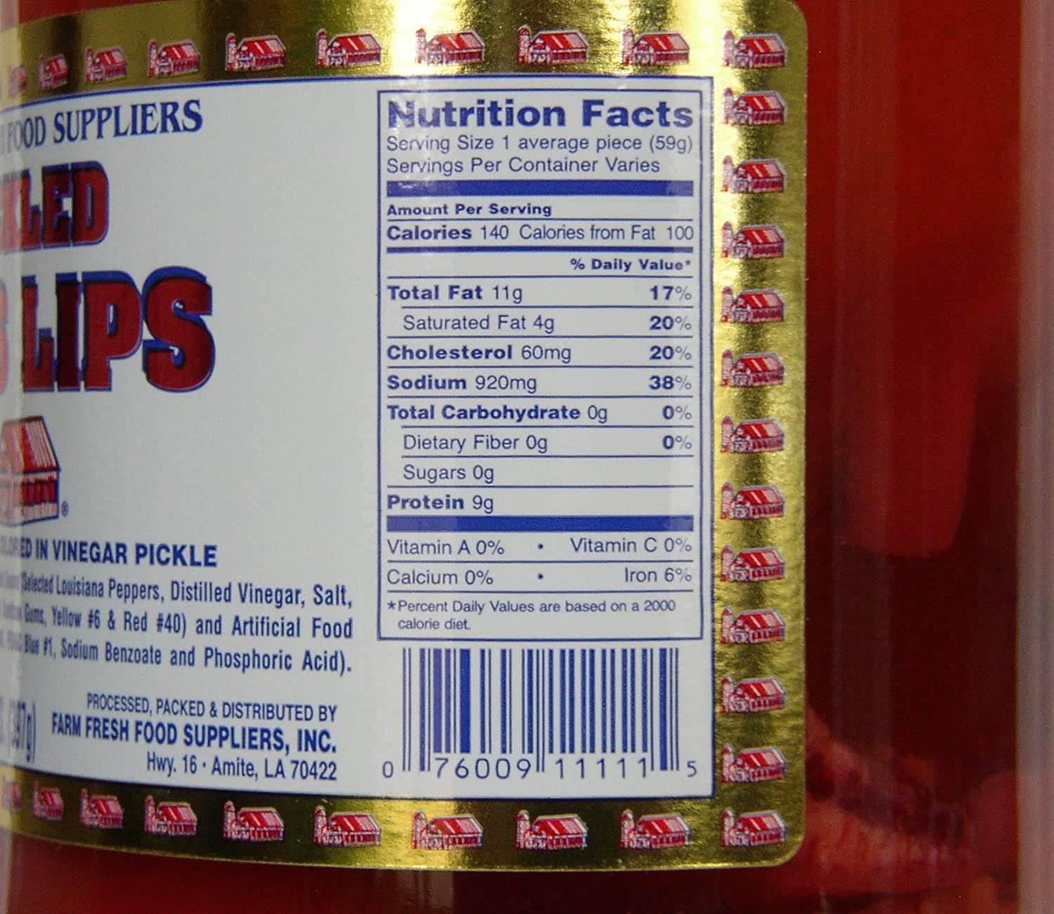 Farm Fresh Food Ready To Eat Pickled Pigs Lips 14oz Jar