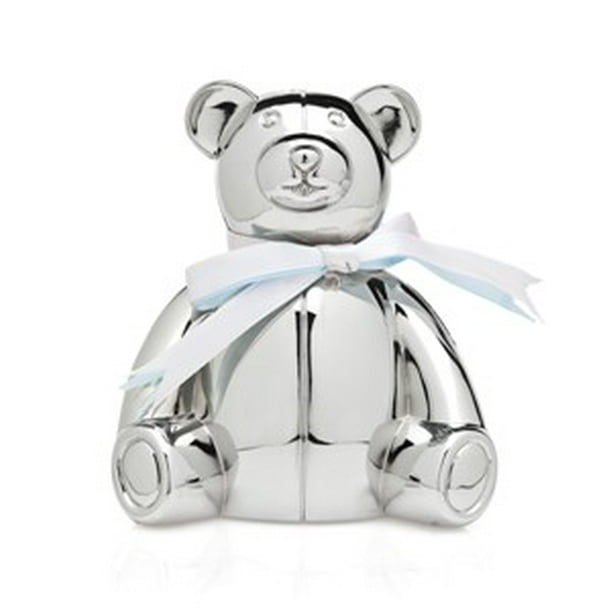 silver teddy bear money box