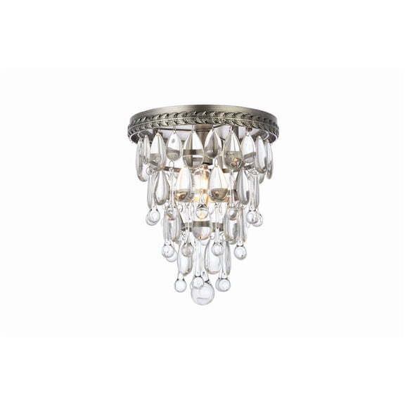 Contemporary Home Decorative Steel Nordic 1 Light Antique Silver Flush Mount Clear Royal Cut Crystal