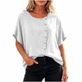 thumbnail image 4 of GUACER Women's Button-Down Tops Short Sleeve Casual Blouse Cotton Linen Trendy Loose Fit Shirts, 4 of 9