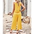 thumbnail image 6 of Women's Cotton and Linen blend 2-Piece Set: Sleeveless Crop Top & Wide Leg Pants  Summer Outfit Size Up for Relaxed Fit S-XL, 6 of 8