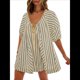 thumbnail image 3 of Mono de Rayas Extragrande para Mujer, Vestido Corto, Mono, Ropa de Playa para Vacaciones con Bolsillos. Albaricoque XXL, 3 of 7