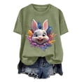 thumbnail image 4 of Tops de Cuello Alto para las Mujeres Amante Impreso Camiseta Cuello Redondo Manga Corta, Poliéster Spandex, 4 of 7