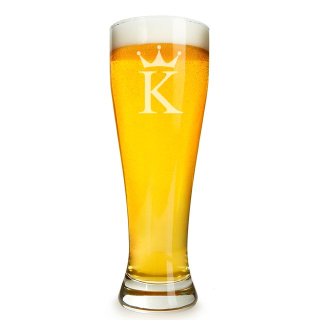 Royal Crown Monogram 16 ounce Beer Glass Pilsner, Letter K
