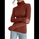 thumbnail image 1 of Suéteres Acanalados para Mujer, Lindos Suéteres de Punto de Cuello Alto, Ajustados y Cálidos Color Caramelo un Tamaño, 1 of 7