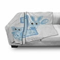 thumbnail image 3 of 1st Birthday Soft Flannel Fleece Blanket, Boys Party Theme with a Cake and Candle Rabbit and Bear Animals, Cozy Plush for Indoor and Outdoor Use, 50" x 60", Baby Blue and Pale Blue, by Ambesonne, 3 of 6