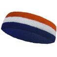 thumbnail image 6 of Couver Triple Color White Striped Sports Head Sweatband Blue White Dark Orange 3 Pack, 6 of 7