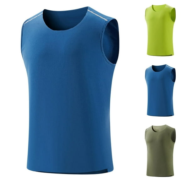 Daily Sales! lcziwo Big and Tall Mens Athletic Tank Tops Fashion Sleeveless Basketball Jersey Breathable Ice Silk Quick Dry Sport Vest Tops Blue XXXL