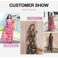 thumbnail image 3 of Dearlove Dresses for Women 2023 V Neck Floral Long Sleeve Bridesmaid Evening Party Maxi Dresses Green S, 3 of 5