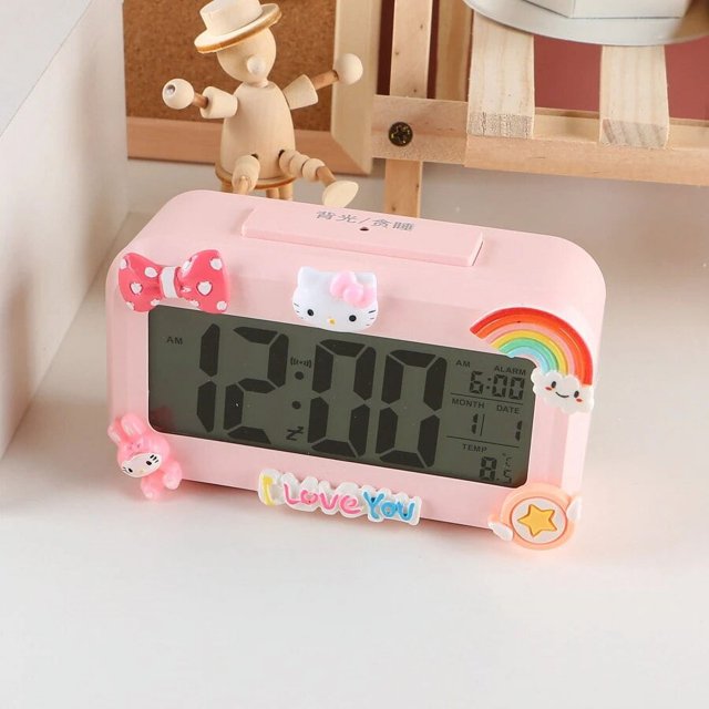 Reloj despertador electrónico de Anime Sanrioed My Melody, muñeca linda de dibujos animados, artefacto de despertador creativo, regalo para niñas, Kawaii, Hello Kitty, 5 pulgadas