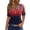 Navy, variant on Women's Patriotic 250th Anniversary USA Shirt V-Neck Button American Flag Print Short Sleeve T-Shirts