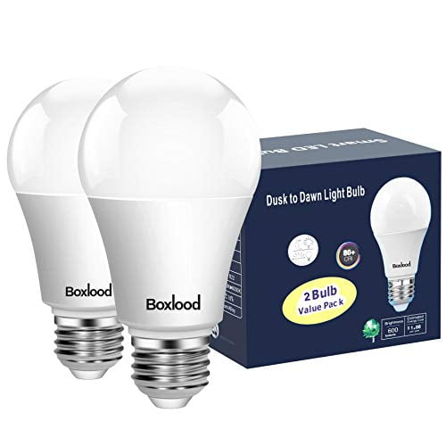 Dusk to Dawn A19 LED Light Bulb, Built in Light Sensor, Plug and Play,9W, 6000K Cool White, 60W