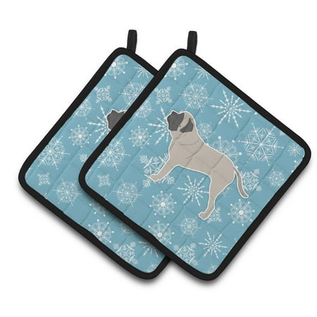 

Carolines Treasures BB3556PTHD Winter Snowflake English Mastiff Pair of Pot Holders 7.5HX7.5W multicolor