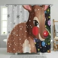 thumbnail image 1 of Festive Cartoon Reindeer Shower Curtain - Christmas Decor with Snowflakes & Stars, 1 of 5