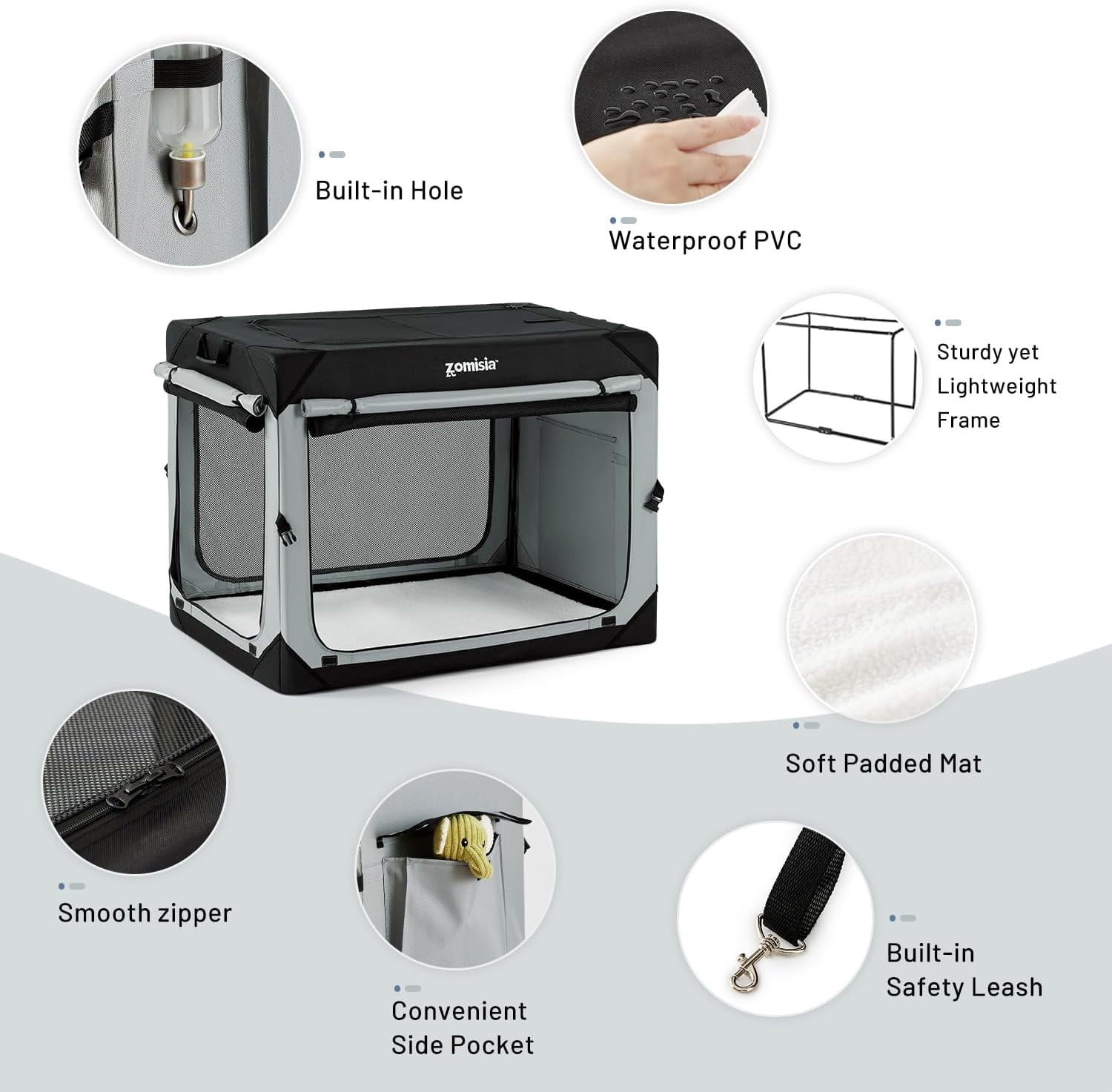 Collapsible Dog Crate for Medium Dogs - 30 Inch Portable Soft Sided Kennel with Mesh Windows, Foldable Travel  for Indoor Outdoor