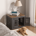 thumbnail image 3 of Snuowu 26" Heavy Duty Dog Crate Furniture for Small,Medium and Large Dogs,Rustic Wooden Dog Cage Kennel Indoor Furniture with Waterproof Top,Decorative Pet House Side End Table (Black & Wood), 3 of 7