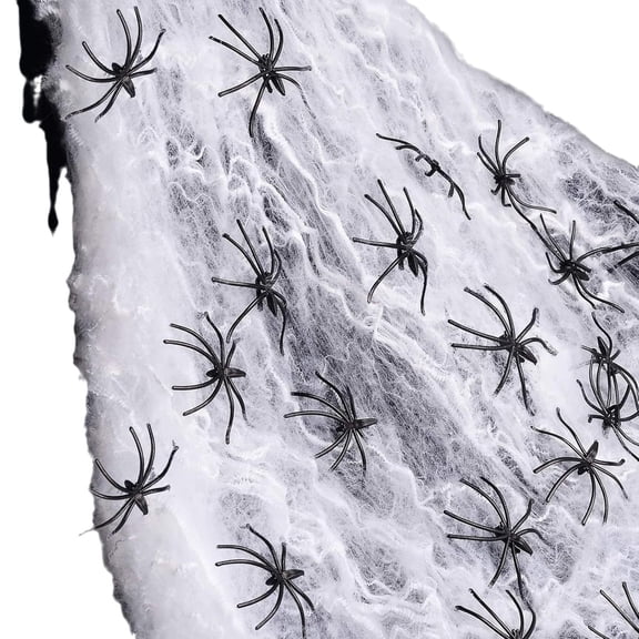 250g Halloween Super Stretch Spider Web with 30 Fake Spiders for Indoor Outdoor Yard Porch Haunted House Party Decorations