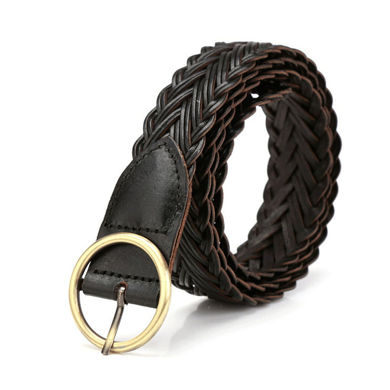 BRAIDED LEATHER BELT WITH RING BUCKLE