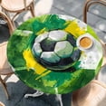 thumbnail image 4 of Green Yellow Soccer Round Tablecloth 55-60 Inch Round Fitted Table Cloth with Elastic Edge, Watercolor Football Sports Waterproof Table Cover Protector for Outdoor Picnic Party Dining, 4 of 9