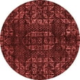 thumbnail image 1 of Ahgly Company Machine Washable Indoor Round Abstract Red Modern Area Rugs, 4' Round, 1 of 4