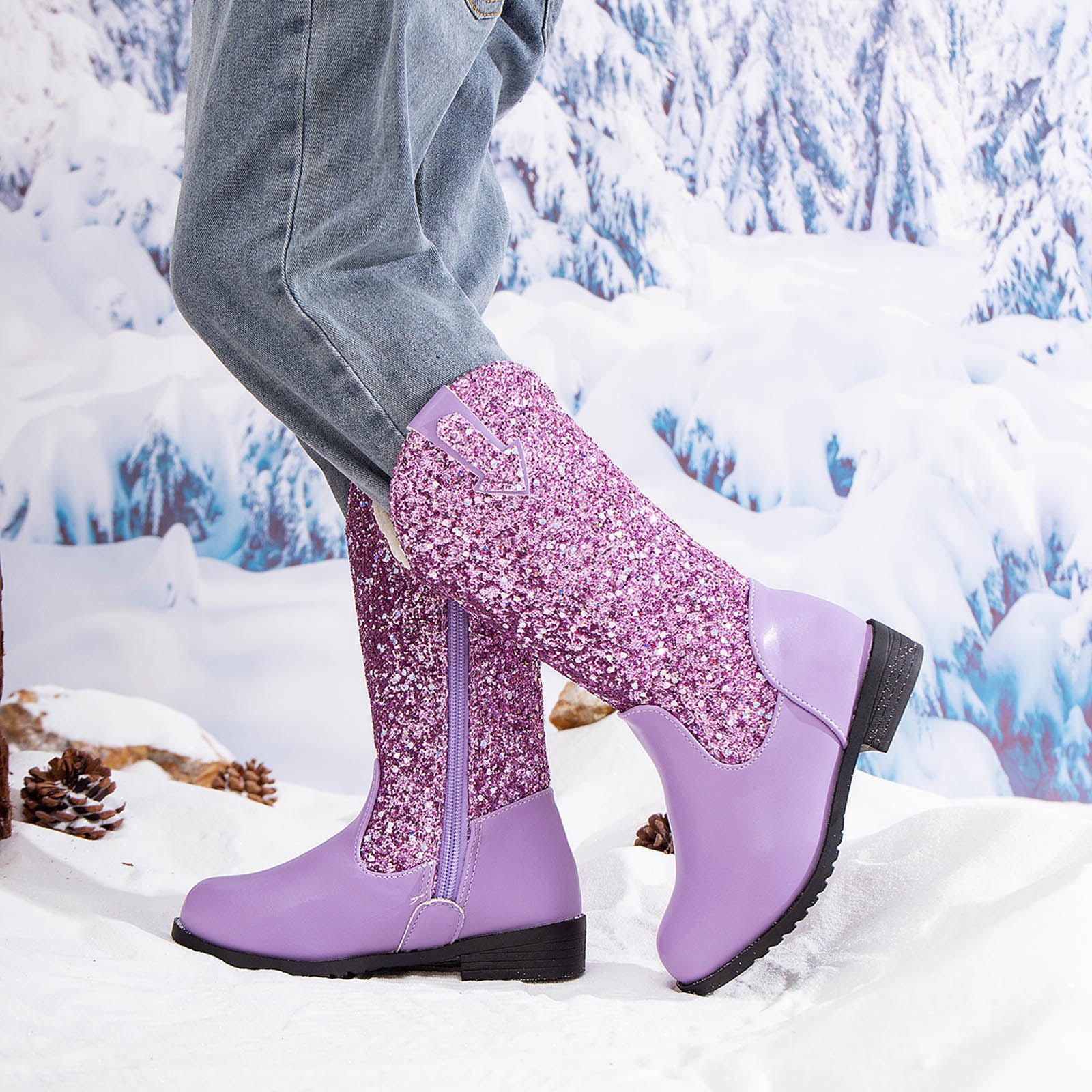 Bottes De Neige Enfants Filles - Taille 31, Semelle Caoutchouc, Matière PU, Lacets - Chaudes, Polaire, Pour Hiver