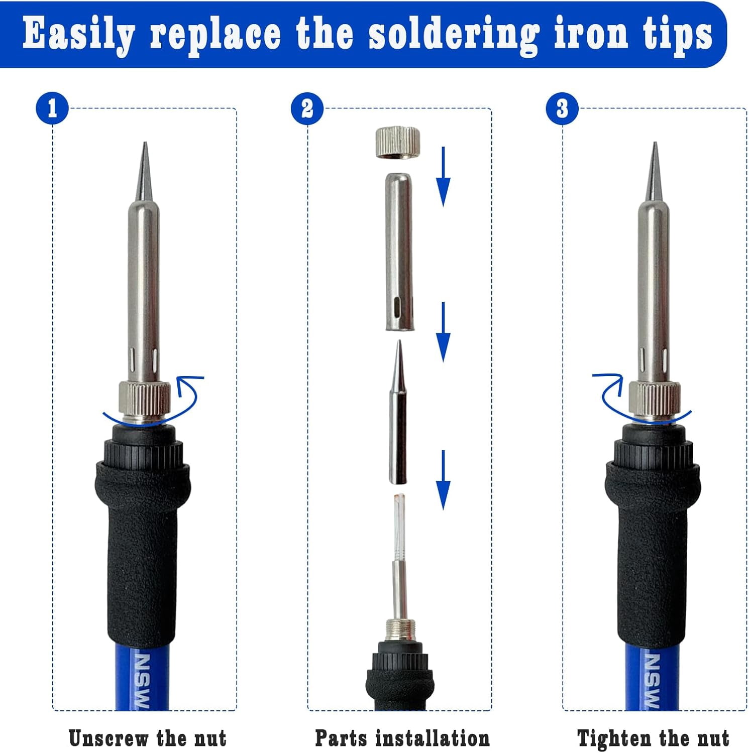Soldering Iron, 60110 Soldering Iron Adjustable Temperature (200-450°), Portable Soldering Tool for Metal, Electronic Repair, Hobbies