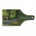 thumbnail image 1 of Woodland Cutting Board, Carpet of Bluebells Spreads Through Woodland in Staffordshire England, Decorative Tempered Glass Cutting and Serving Board, Wine Bottle Shape, Green Purple Brown, by Ambesonne, 1 of 1