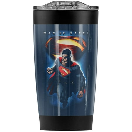

Superman Man Of Steel Superman & Symbol Stainless Steel Tumbler 20 oz Coffee Travel Mug/Cup Vacuum Insulated & Double Wall with Leakproof Sliding Lid | Great for Hot Drinks and Cold Beverages