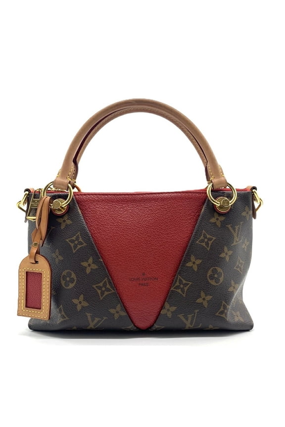 Pre-Owned Louis Vuitton V Tote BB Monogram Bag Brown/Red M43966