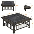 thumbnail image 6 of Topeakmart 32'' Outdoor Metal Square Fire Pit with Cover & Poker, Bronze, 6 of 15