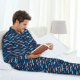thumbnail image 6 of Honeii Colorful Fish 3 Pattern Mens Pajamas Set,2pcs Men's Lounge Long Sleeve Sleep Shirt and Pajama Bottoms Sleepwear Set,Mens Pjs Sets-Small, 6 of 7