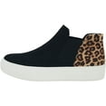 thumbnail image 2 of Soda Flat Women Chelsea Shoes Slip On Canvas Casual High Top Hidden Platform Sneakers White Sole Flatform Cushion Foam WOODS-S Cheetah Leopard Black 6, 2 of 5