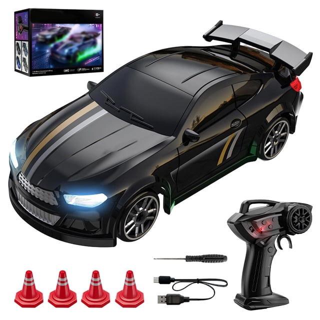 Voiture Télécommandée Mini Voiture Rc Drift 2.4 Jouets Rc de Cascade et de Dérive avec 2 Modes de Vitesse Moteur à Couple Élevé Corps Durable Rechargeable par USB Course pour Enfants Adultes