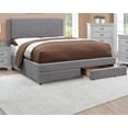 thumbnail image 7 of Stylish Modern Ash Grey Polyfiber Queen Size Bed 1pc Bedframe Master Bedroom Furniture Storage Footboard Upholstery Headboard, 7 of 7