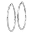 thumbnail image 2 of 925 Sterling Silver Rhodium-plated 3x55mmTwisted Hoop Earrings; for Adults and Teens; for Women and Men, 2 of 3