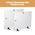 thumbnail image 2 of Litake Fireplace Screen Tempered Glass 29" x 39", Clear Glass Fireplace Screen, with Metal Black Base, Premium Tempered Glass 1 Panel Fire Door Freestanding Cover Decorative Spark Guard Gate Grate, 2 of 7