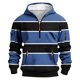 thumbnail image 1 of Dolkfu Sudadera con capucha a rayas para hombre, sudadera con cremallera 1/4 y múltiples bolsillos, sudadera deportiva para hombre. L, 1 of 5