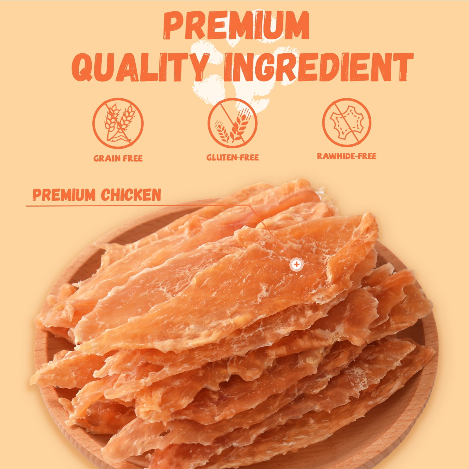 (2 pack) Pawmate Chicken Jerky Dog Treats, Pure & Tasty Jerky for Small Medium Large Dogs, 11oz