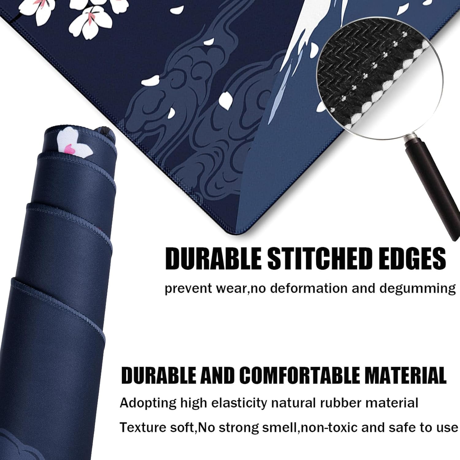Japanese Mt Fuji Gaming Mouse Pad, Large Extended 31.5"x15.7" Durable Mousepad with Stitched Edges, Waterproof Non-Slip Base for Home Office Work