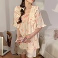 thumbnail image 4 of Pijama coreano de manga corta para mujer, ropa de dormir con estampado de verano, informal, de Navidad, para el hogar, 4 of 4