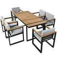 thumbnail image 2 of 7 Pieces Outdoor Dining Set Patio Dining Table and Chair Set with and Removable Cushions for Patio, Backyard (Grey), 2 of 11