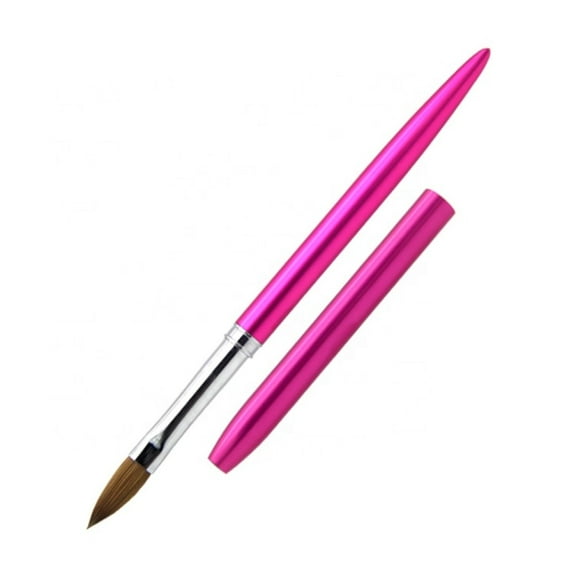 Acrylic Kolinsky Nail Brushes Pink with Cap Crimped Sizes # 6